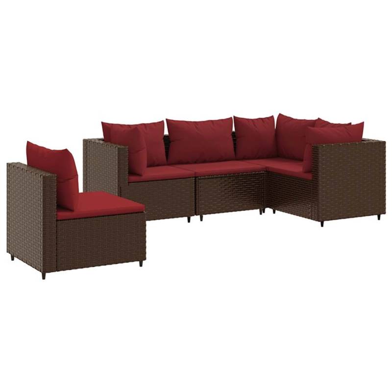 vidaXL 5-tlg Garten-Lounge-Set mit Kissen Braun Poly Rattan Modell 6 von VIDAXL