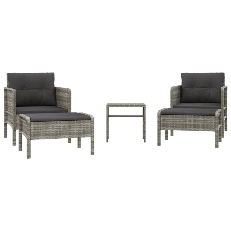 vidaXL 5-tlg Garten-Lounge-Set mit Kissen Grau Poly Rattan Modell 13 von VIDAXL