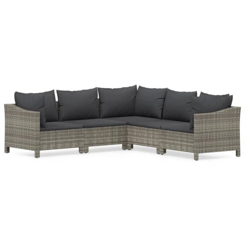 vidaXL 5-tlg Garten-Lounge-Set mit Kissen Grau Poly Rattan Modell 37 von VIDAXL