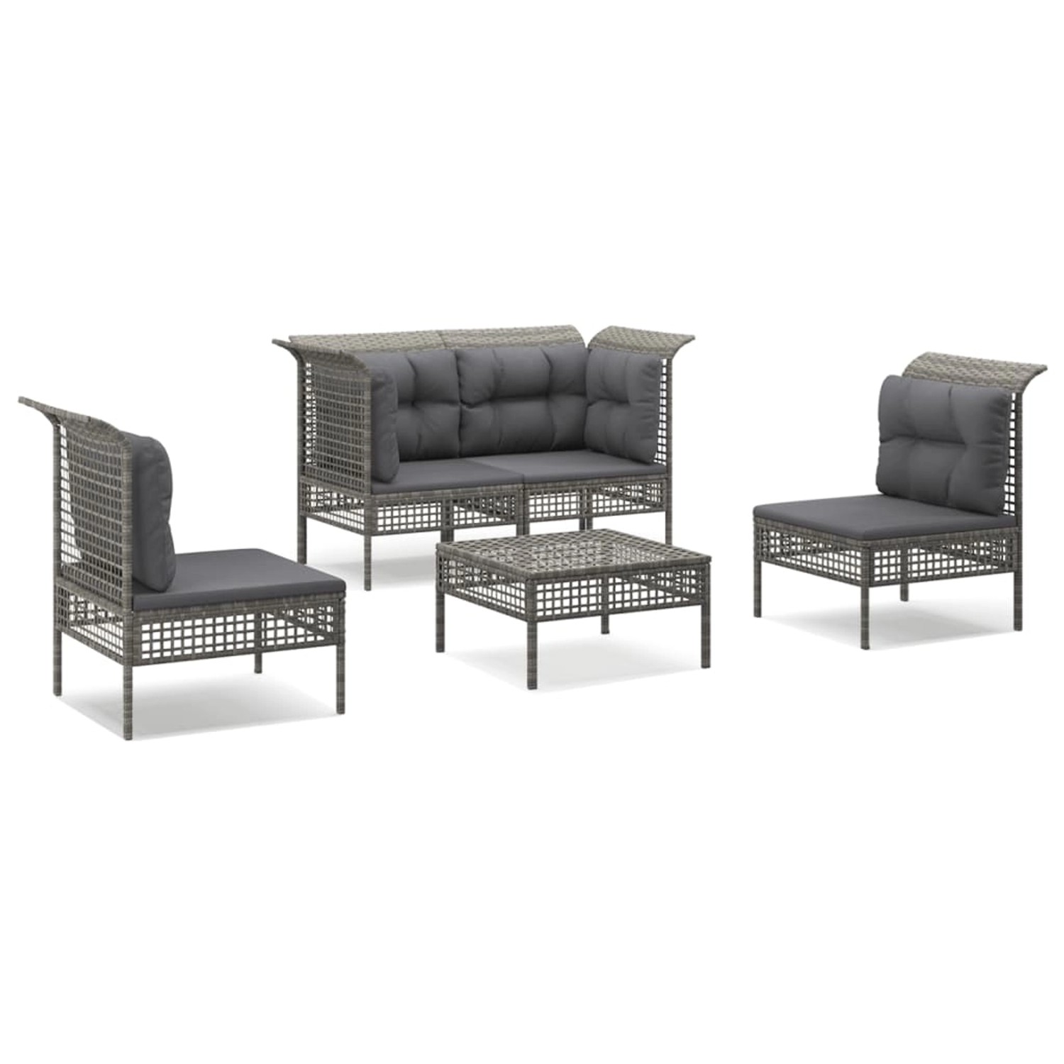 vidaXL 5-tlg Garten-Lounge-Set mit Kissen Grau Poly Rattan Modell 41 vidaXL 5-tlg Garten-Lounge-Set mit Kissen Grau Poly Rattan Modell 41 von VIDAXL