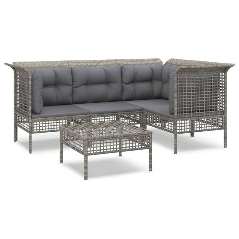 vidaXL 5-tlg Garten-Lounge-Set mit Kissen Grau Poly Rattan Modell 49 von VIDAXL