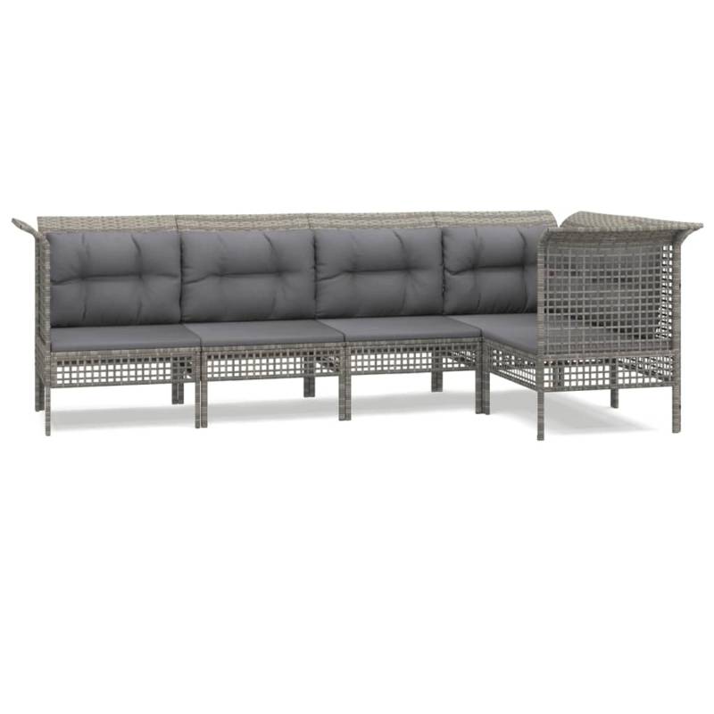 vidaXL 5-tlg Garten-Lounge-Set mit Kissen Grau Poly Rattan Modell 51 von VIDAXL