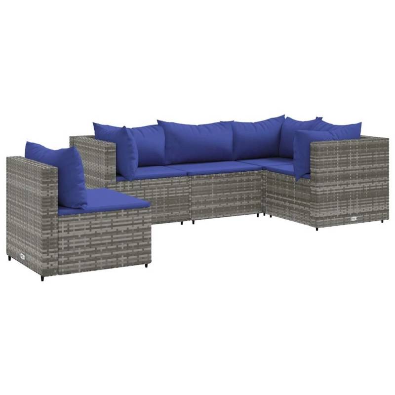vidaXL 5-tlg Garten-Lounge-Set mit Kissen Grau Poly Rattan Modell 58 von VIDAXL