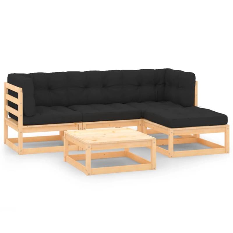 vidaXL 5-tlg Garten-Lounge-Set mit Kissen Kiefer Massivholz Modell 80 von VIDAXL