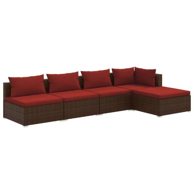 vidaXL 5-tlg Garten-Lounge-Set mit Kissen Poly Rattan Braun Modell 23 von VIDAXL