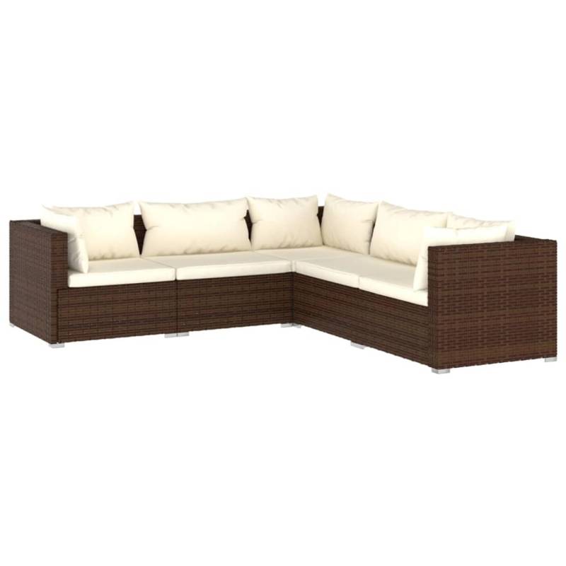 vidaXL 5-tlg Garten-Lounge-Set mit Kissen Poly Rattan Braun Modell 37 von VIDAXL