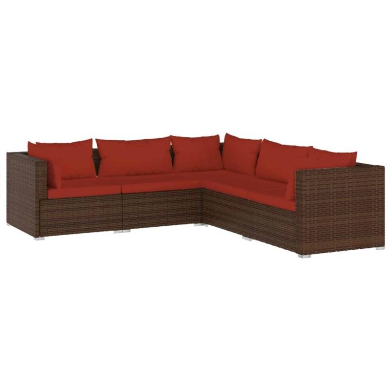 vidaXL 5-tlg Garten-Lounge-Set mit Kissen Poly Rattan Braun Modell 38 von VIDAXL