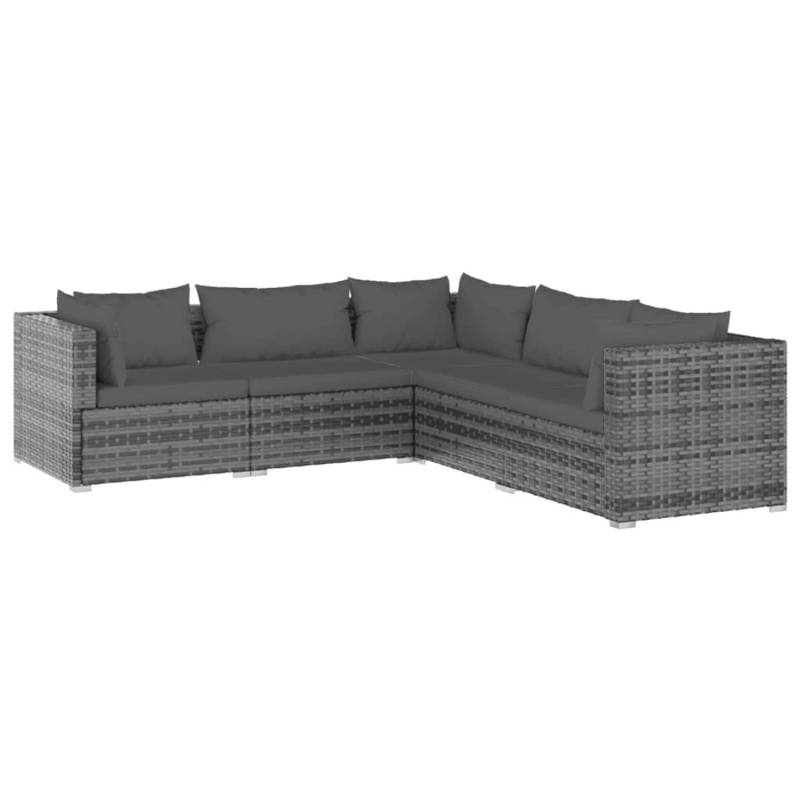 vidaXL 5-tlg Garten-Lounge-Set mit Kissen Poly Rattan Grau Modell 30 von VIDAXL