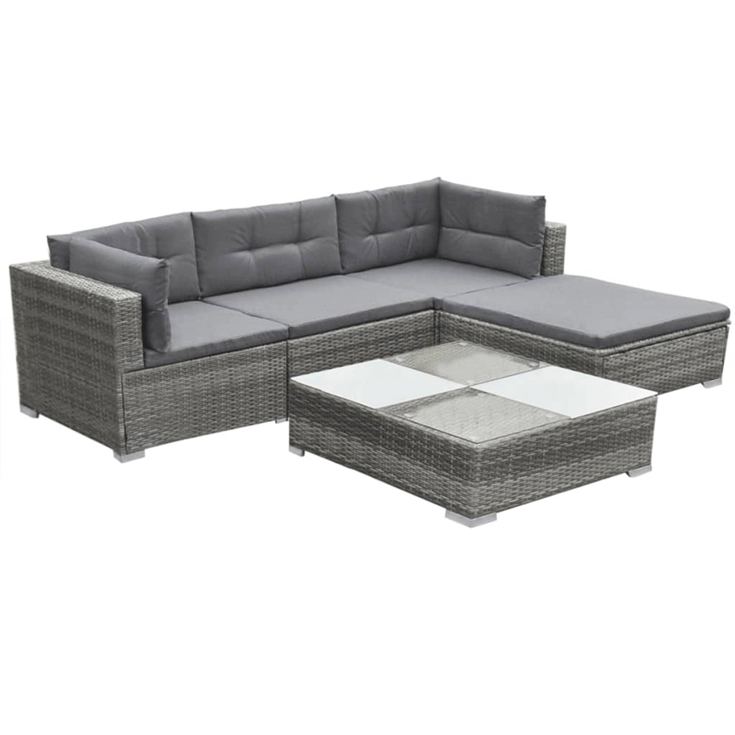 vidaXL 5-tlg Garten-Lounge-Set mit Kissen Poly Rattan Grau Modell 38 vidaXL 5-tlg Garten-Lounge-Set mit Kissen Poly Rattan Grau Modell 38 von VIDAXL