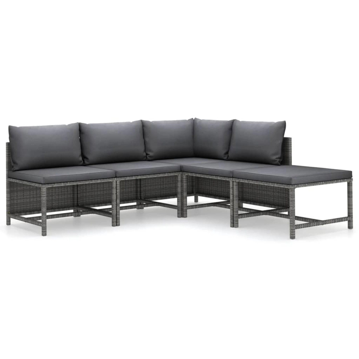 vidaXL 5-tlg Garten-Lounge-Set mit Kissen Poly Rattan Grau Modell 5 vidaXL 5-tlg Garten-Lounge-Set mit Kissen Poly Rattan Grau Modell 5 von VIDAXL