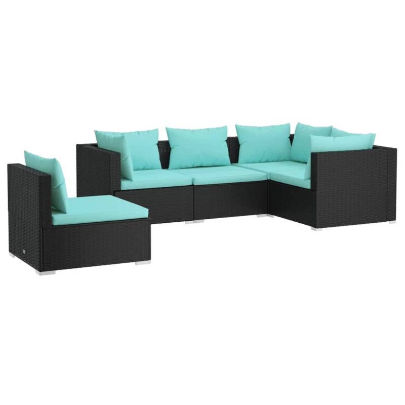 vidaXL 5-tlg Garten-Lounge-Set mit Kissen Poly Rattan Schwarz Modell 53 von VIDAXL