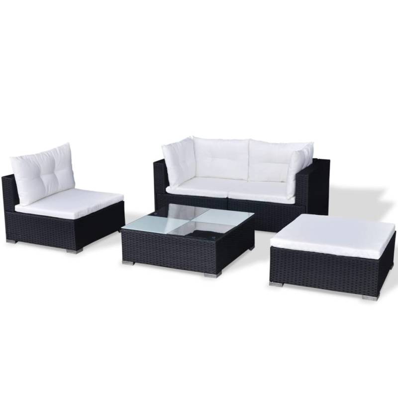 vidaXL 5-tlg Garten-Lounge-Set mit Kissen Poly Rattan Schwarz Modell 56 von VIDAXL