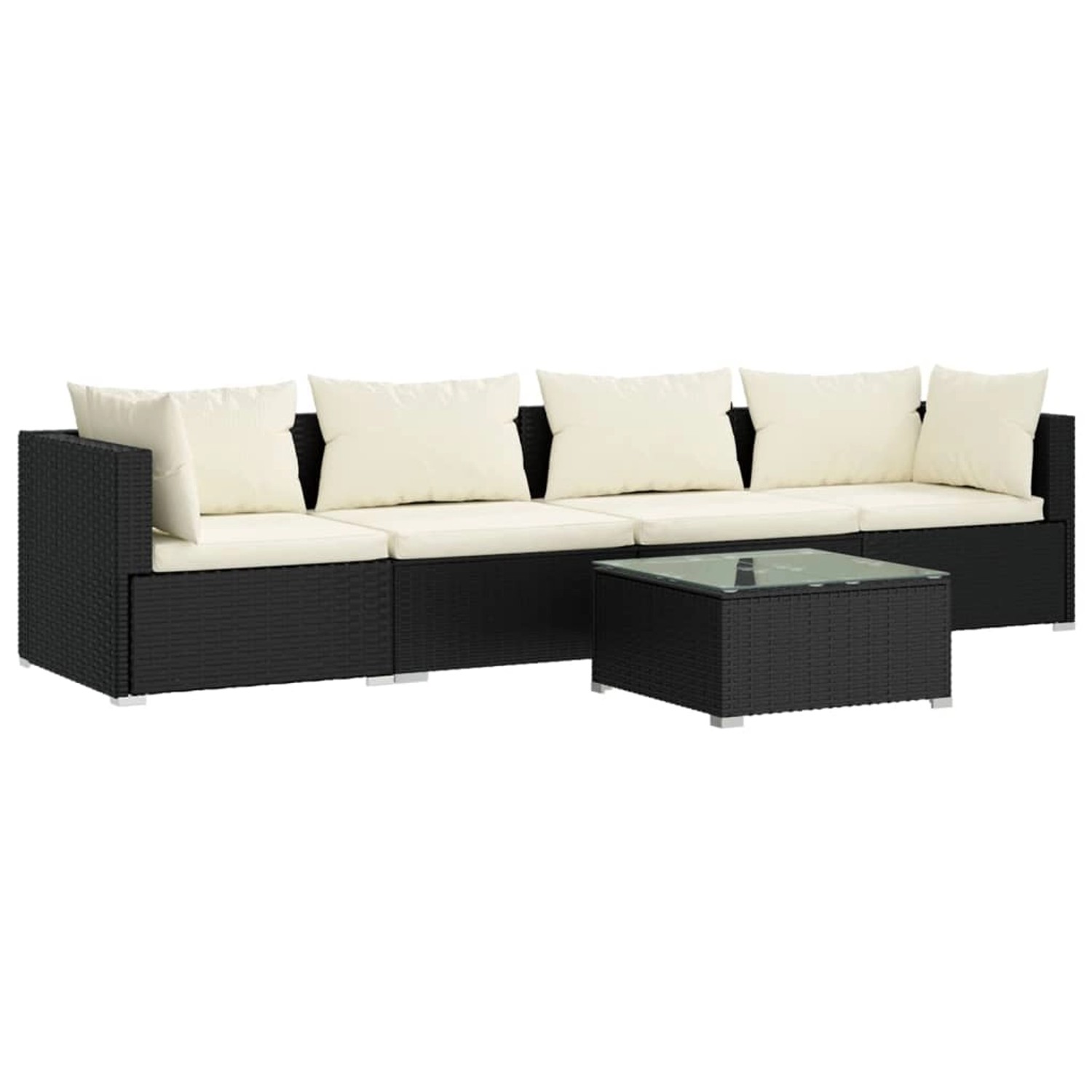 vidaXL 5-tlg Garten-Lounge-Set mit Kissen Poly Rattan Schwarz Modell 9 vidaXL 5-tlg Garten-Lounge-Set mit Kissen Poly Rattan Schwarz Modell 9 von VIDAXL