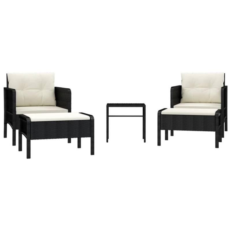 vidaXL 5-tlg Garten-Lounge-Set mit Kissen Schwarz Poly Rattan Modell 4 von VIDAXL