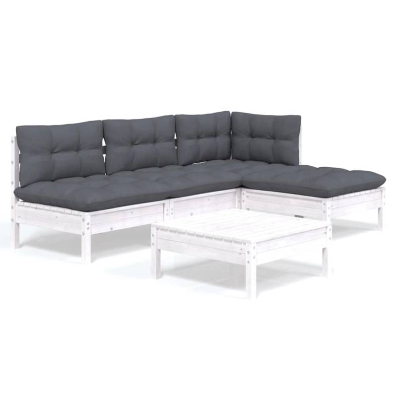 vidaXL 5-tlg Garten-Lounge-Set mit Kissen Weiß Kiefernholz Modell 2 von VIDAXL