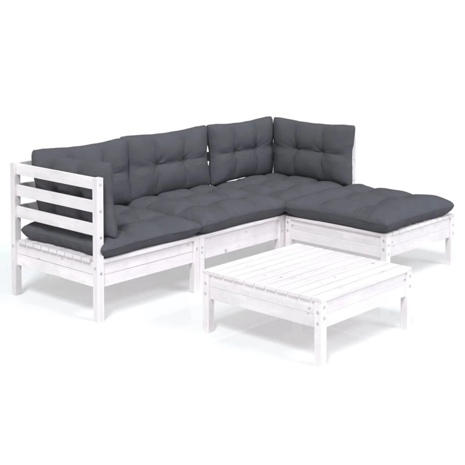 vidaXL 5-tlg Garten-Lounge-Set mit Kissen Weiß Kiefernholz Modell 5 vidaXL 5-tlg Garten-Lounge-Set mit Kissen Weiß Kiefernholz Modell 5 von VIDAXL