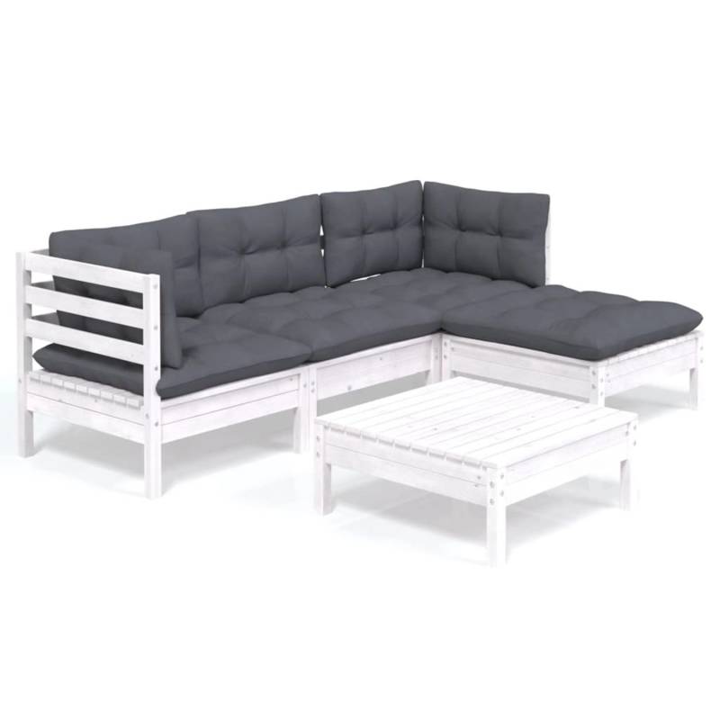 vidaXL 5-tlg Garten-Lounge-Set mit Kissen Weiß Kiefernholz Modell 5 von VIDAXL