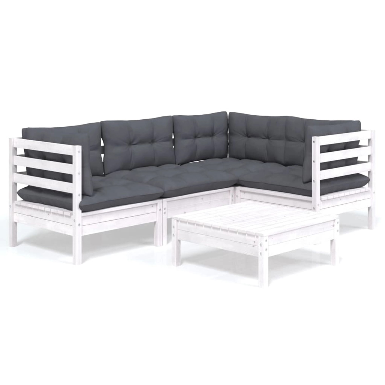 vidaXL 5-tlg Garten-Lounge-Set mit Kissen Weiß Kiefernholz Modell 7 vidaXL 5-tlg Garten-Lounge-Set mit Kissen Weiß Kiefernholz Modell 7 von VIDAXL