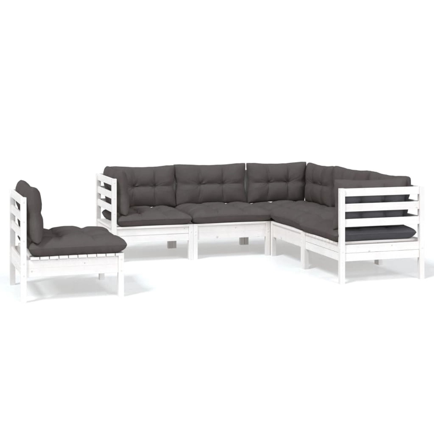 vidaXL 5-tlg Garten-Lounge-Set mit Kissen Weiß Kiefernholz Modell 9 vidaXL 5-tlg Garten-Lounge-Set mit Kissen Weiß Kiefernholz Modell 9 von VIDAXL