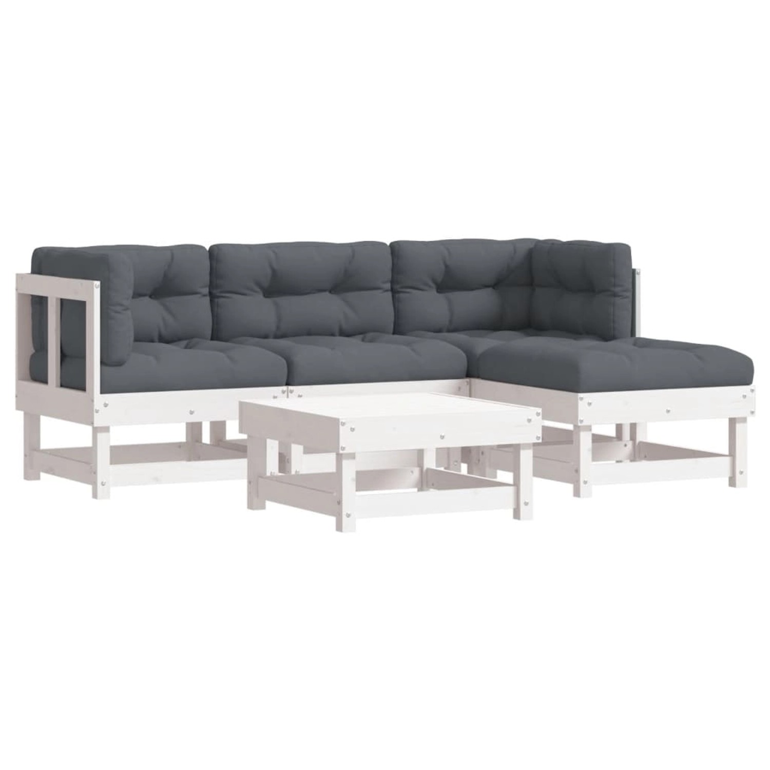 vidaXL 5-tlg Garten-Lounge-Set mit Kissen Weiß Massivholz Modell 1 vidaXL 5-tlg Garten-Lounge-Set mit Kissen Weiß Massivholz Modell 1 von VIDAXL