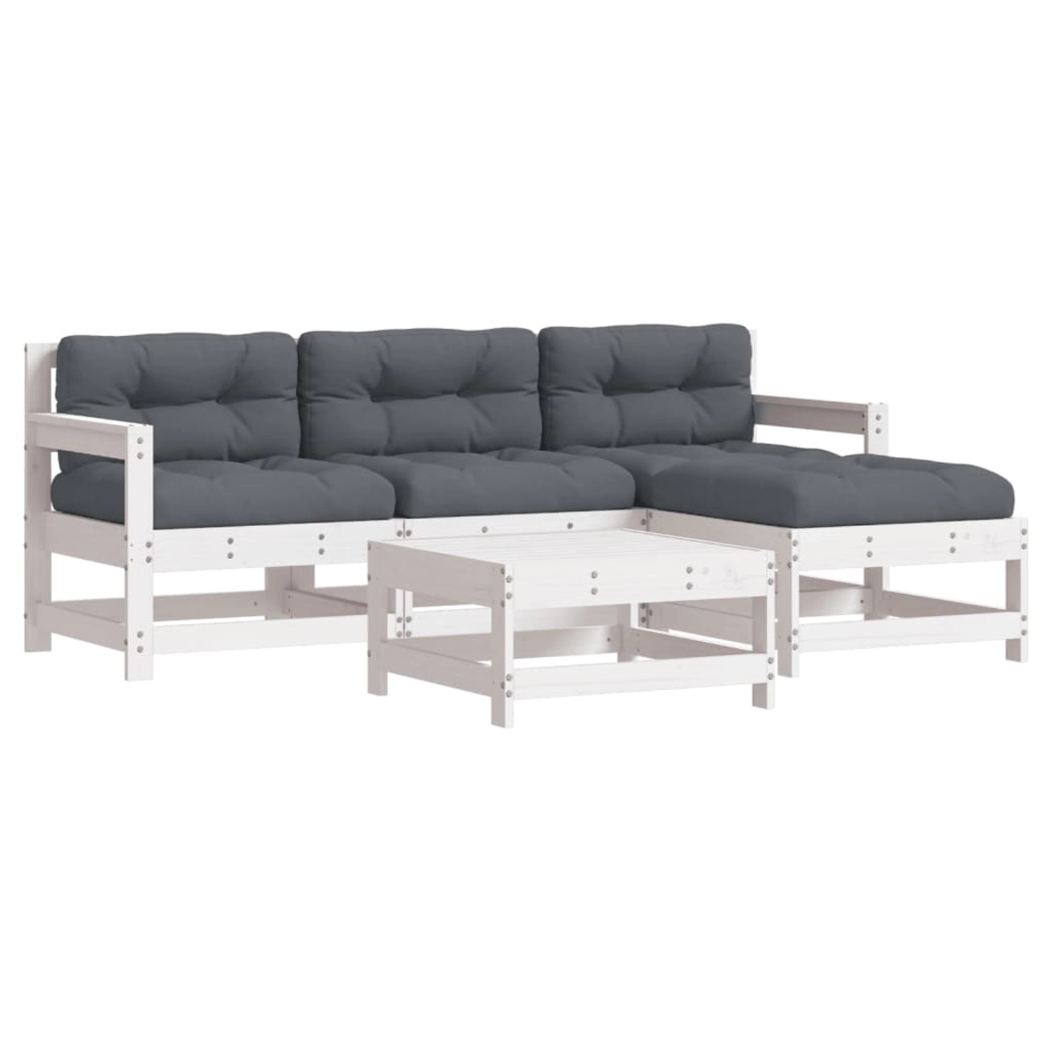 vidaXL 5-tlg Garten-Lounge-Set mit Kissen Weiß Massivholz Modell 2 vidaXL 5-tlg Garten-Lounge-Set mit Kissen Weiß Massivholz Modell 2 von VIDAXL