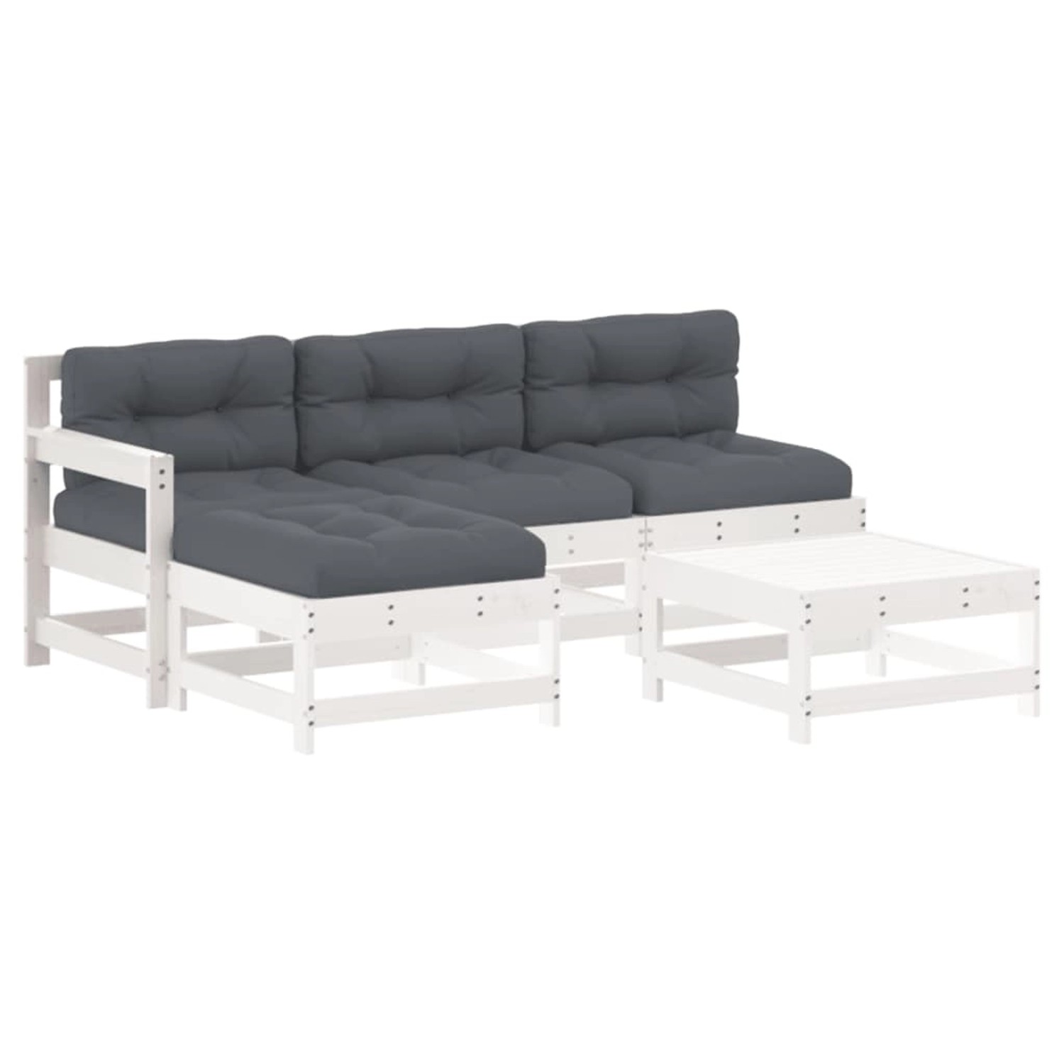 vidaXL 5-tlg Garten-Lounge-Set mit Kissen Weiß Massivholz Modell 5 vidaXL 5-tlg Garten-Lounge-Set mit Kissen Weiß Massivholz Modell 5 von VIDAXL