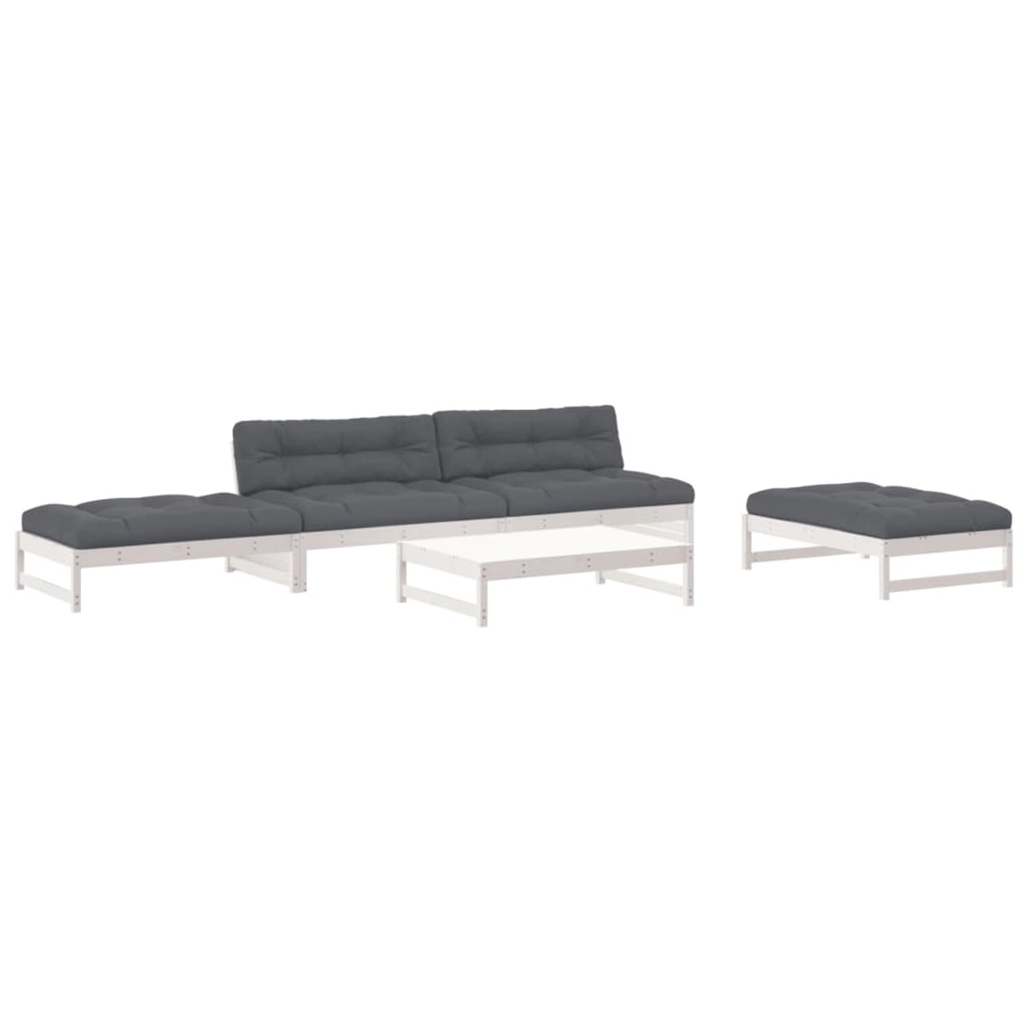 vidaXL 5-tlg Garten-Lounge-Set mit Kissen Weiß Massivholz Modell 7 vidaXL 5-tlg Garten-Lounge-Set mit Kissen Weiß Massivholz Modell 7 von VIDAXL