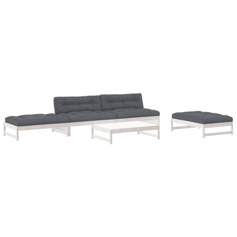 vidaXL 5-tlg Garten-Lounge-Set mit Kissen Weiß Massivholz Modell 7 von VIDAXL