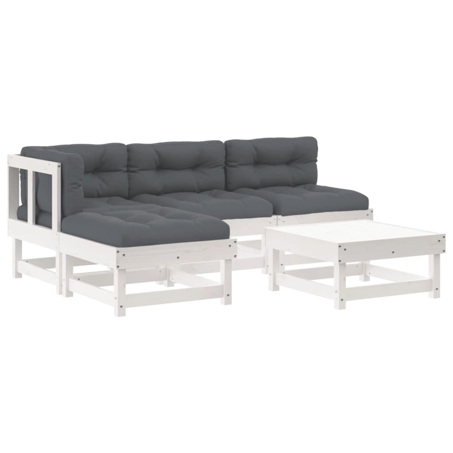 vidaXL 5-tlg Garten-Lounge-Set mit Kissen Weiß Massivholz Modell 8 vidaXL 5-tlg Garten-Lounge-Set mit Kissen Weiß Massivholz Modell 8 von VIDAXL