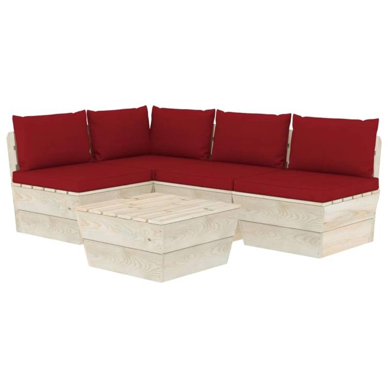 vidaXL 5-tlg Garten-Sofagarnitur aus Paletten mit Kissen Fichtenholz Modell 34 von VIDAXL