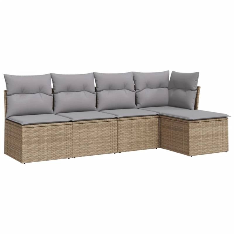 vidaXL 5-tlg Garten-Sofagarnitur mit Kissen Beige Poly Rattan Modell 12 von VIDAXL