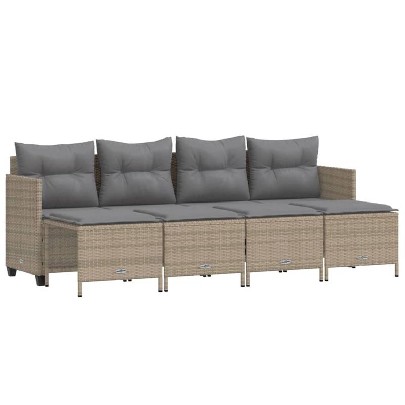 vidaXL 5-tlg Garten-Sofagarnitur mit Kissen Beige Poly Rattan Modell 194 von VIDAXL