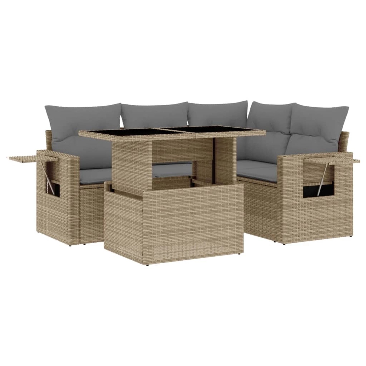 vidaXL 5-tlg Garten-Sofagarnitur mit Kissen Beige Poly Rattan Modell 220 vidaXL 5-tlg Garten-Sofagarnitur mit Kissen Beige Poly Rattan Modell 220 von VIDAXL