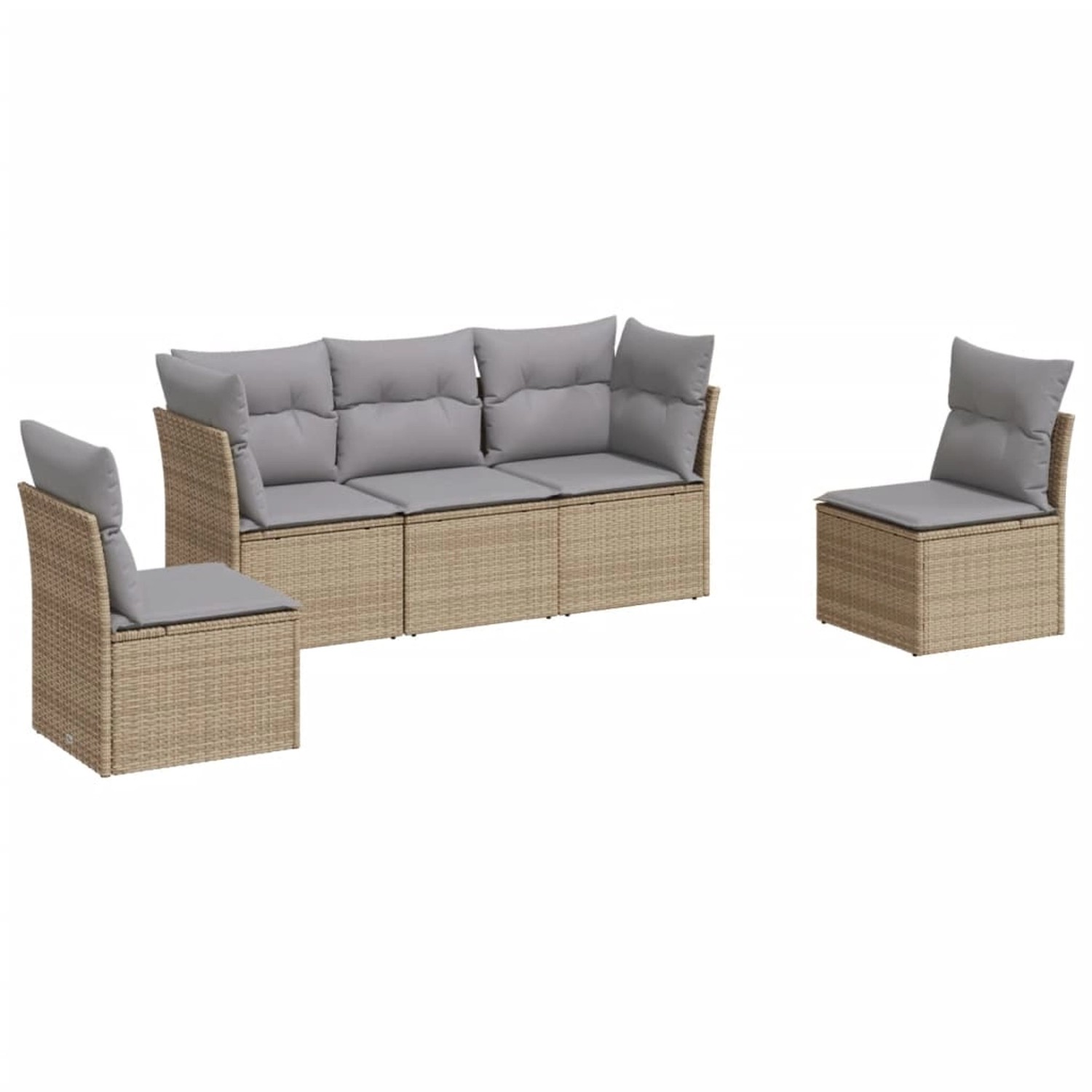vidaXL 5-tlg Garten-Sofagarnitur mit Kissen Beige Poly Rattan Modell 4 vidaXL 5-tlg Garten-Sofagarnitur mit Kissen Beige Poly Rattan Modell 4 von VIDAXL