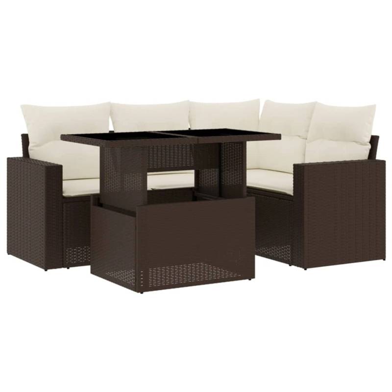 vidaXL 5-tlg Garten-Sofagarnitur mit Kissen Braun Poly Rattan Modell 19 von VIDAXL
