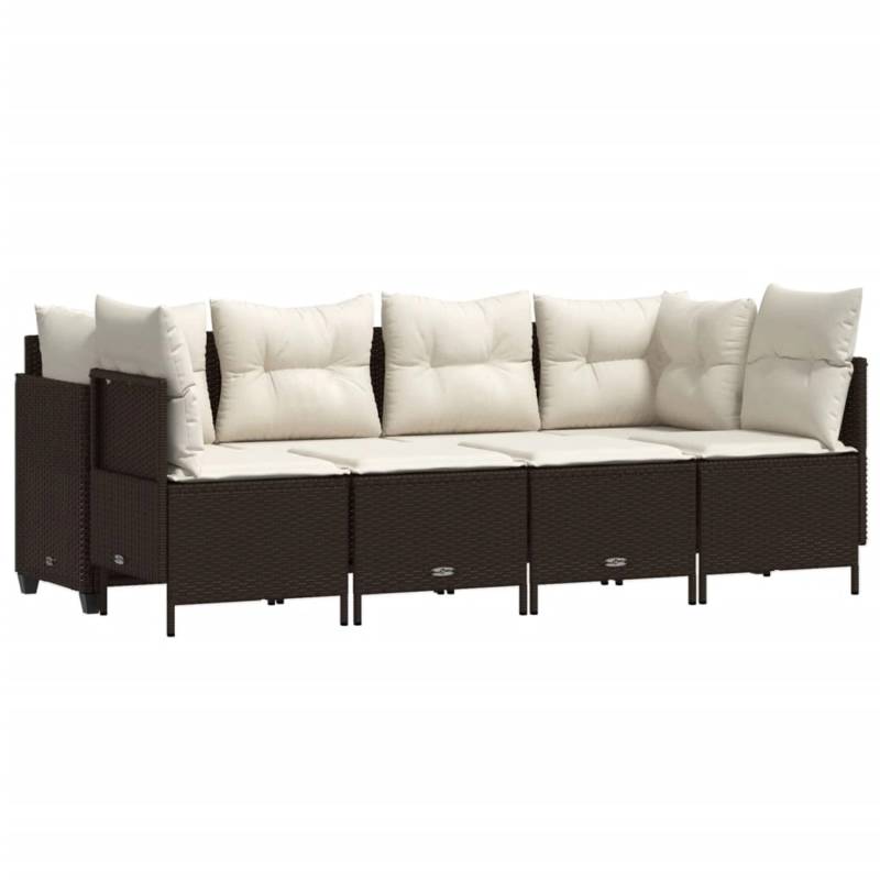 vidaXL 5-tlg Garten-Sofagarnitur mit Kissen Braun Poly Rattan Modell 9 von VIDAXL
