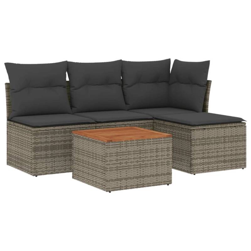 vidaXL 5-tlg Garten-Sofagarnitur mit Kissen Grau Poly Rattan Modell 23 von VIDAXL