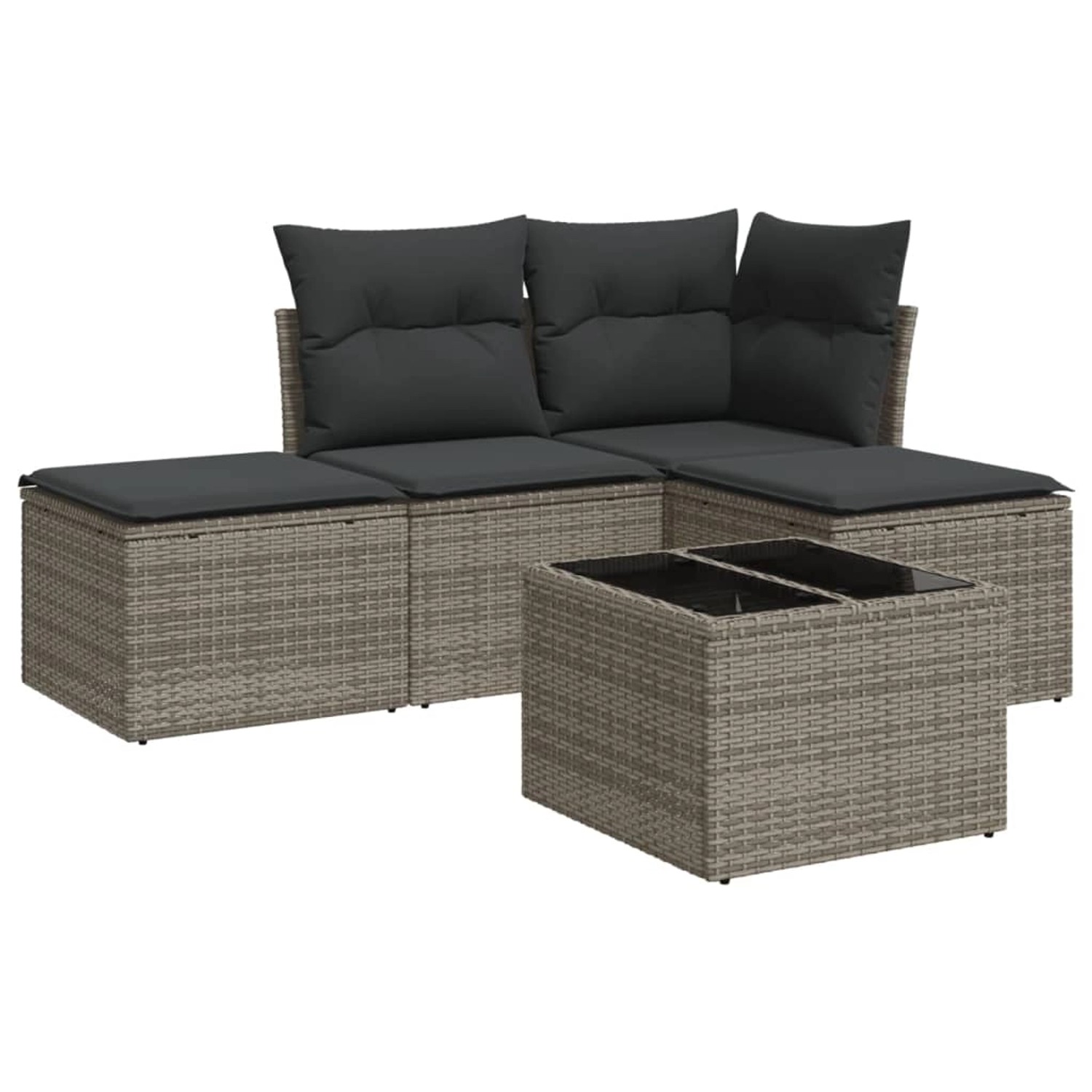 vidaXL 5-tlg Garten-Sofagarnitur mit Kissen Grau Poly Rattan Modell 26 vidaXL 5-tlg Garten-Sofagarnitur mit Kissen Grau Poly Rattan Modell 26 von VIDAXL