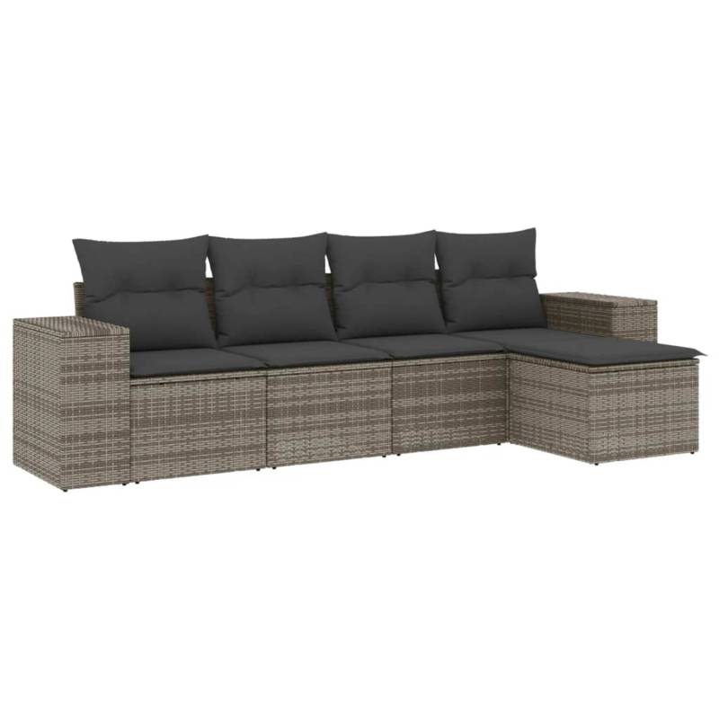 vidaXL 5-tlg Garten-Sofagarnitur mit Kissen Grau Poly Rattan Modell 64 von VIDAXL