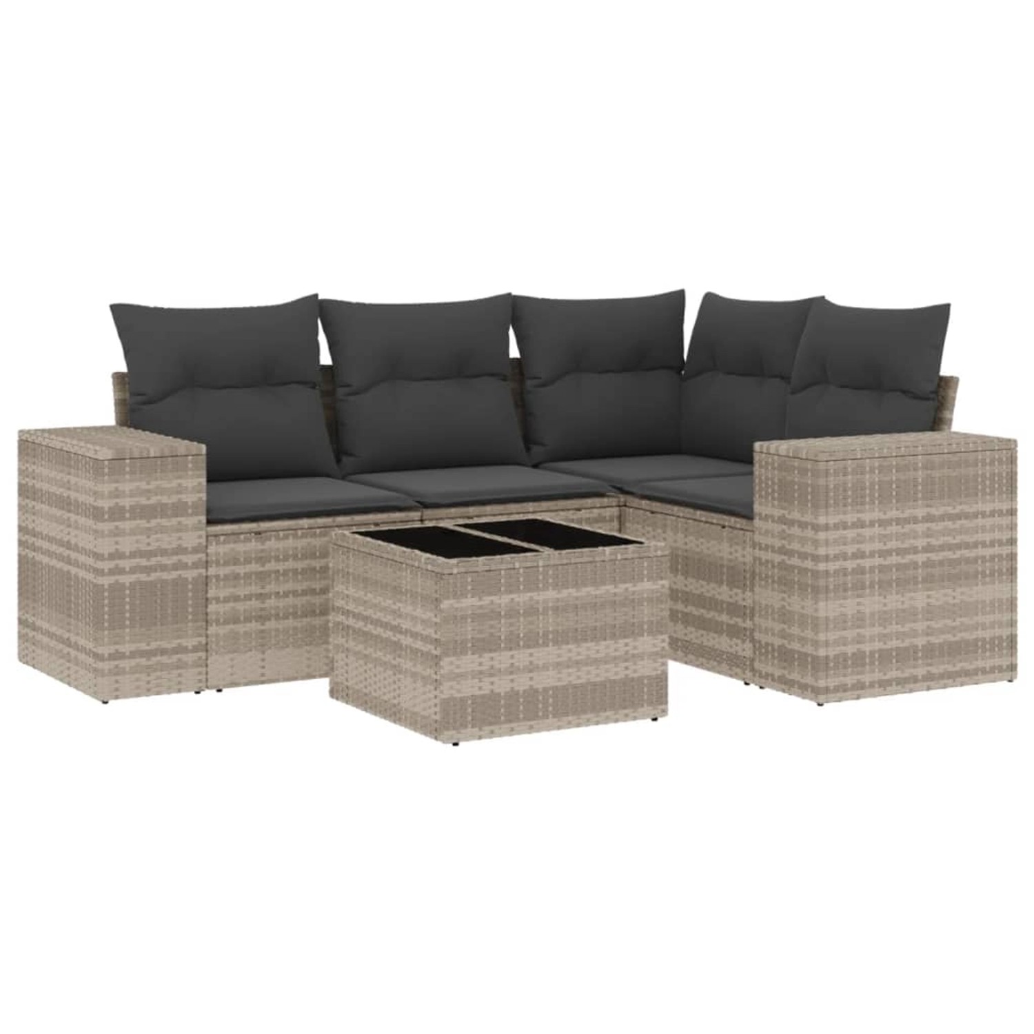 vidaXL 5-tlg Garten-Sofagarnitur mit Kissen Hellgrau Poly Rattan Modell 18 vidaXL 5-tlg Garten-Sofagarnitur mit Kissen Hellgrau Poly Rattan Modell 18 von VIDAXL