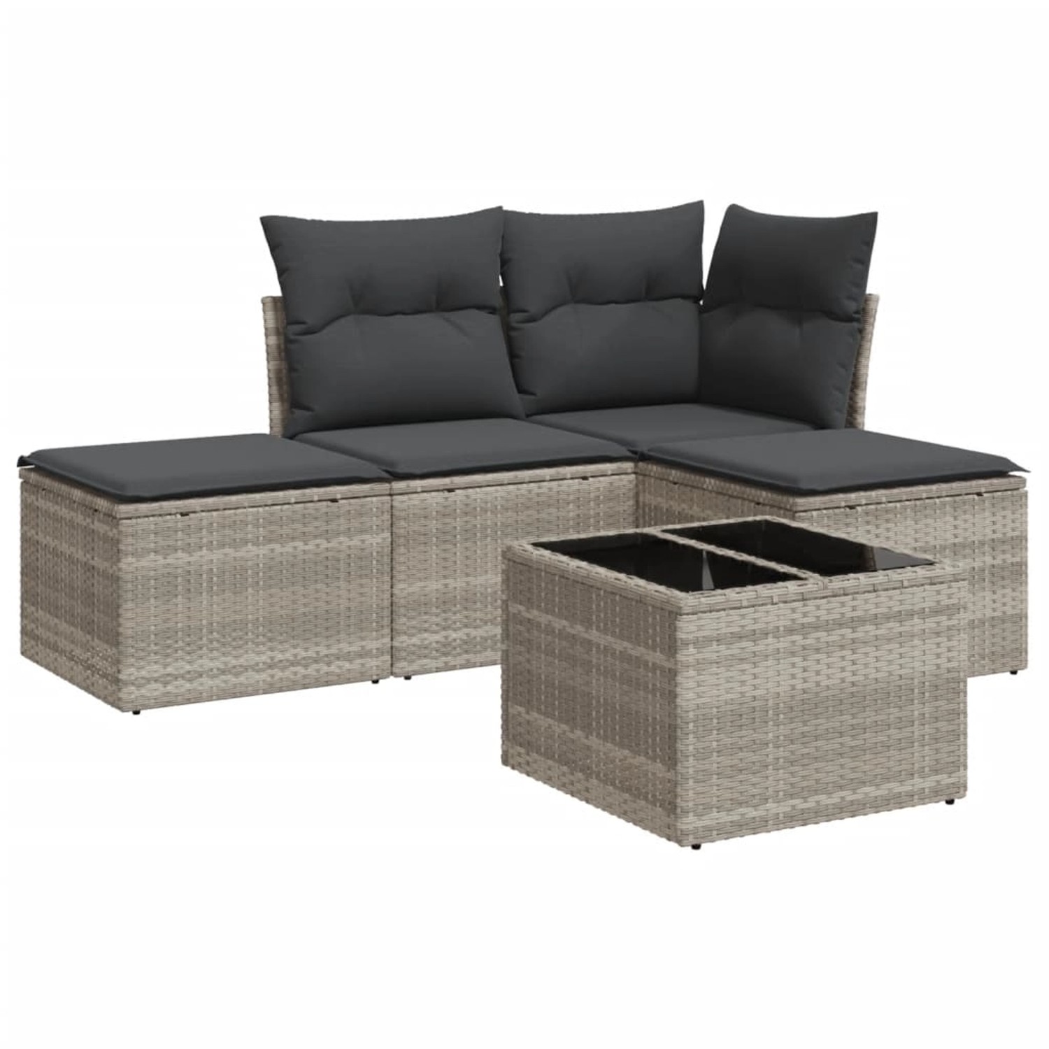 vidaXL 5-tlg Garten-Sofagarnitur mit Kissen Hellgrau Poly Rattan Modell 23 vidaXL 5-tlg Garten-Sofagarnitur mit Kissen Hellgrau Poly Rattan Modell 23 von VIDAXL
