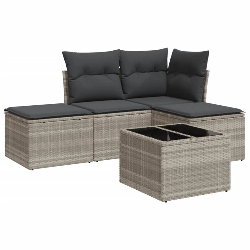 vidaXL 5-tlg Garten-Sofagarnitur mit Kissen Hellgrau Poly Rattan Modell 23 von VIDAXL