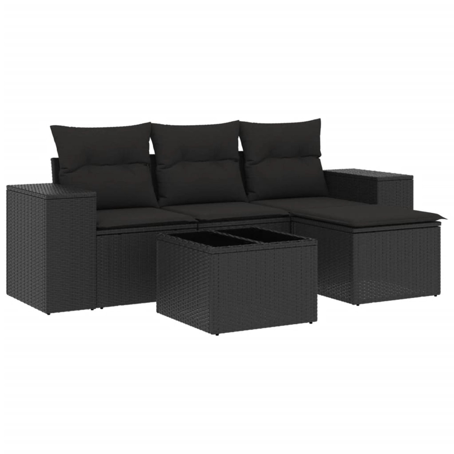 vidaXL 5-tlg Garten-Sofagarnitur mit Kissen Schwarz Poly Rattan Modell 116 vidaXL 5-tlg Garten-Sofagarnitur mit Kissen Schwarz Poly Rattan Modell 116 von VIDAXL