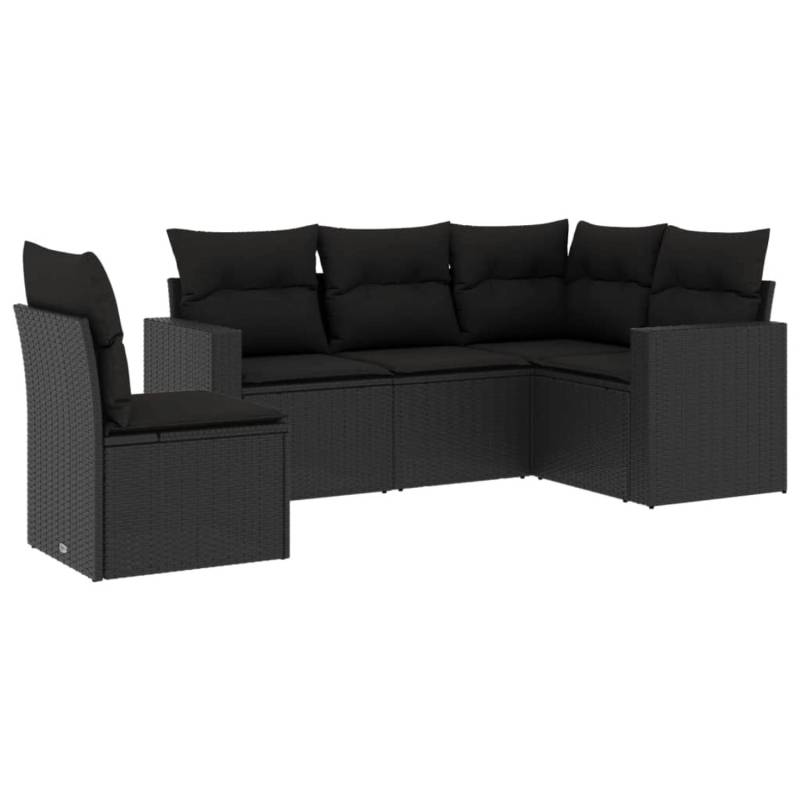 vidaXL 5-tlg Garten-Sofagarnitur mit Kissen Schwarz Poly Rattan Modell 13 von VIDAXL