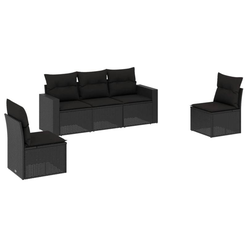 vidaXL 5-tlg Garten-Sofagarnitur mit Kissen Schwarz Poly Rattan Modell 60 von VIDAXL
