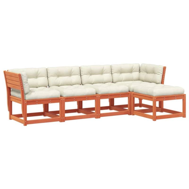 vidaXL 5-tlg Garten-Sofagarnitur mit Kissen Wachsbraun Kiefernholz Modell 1 von VIDAXL