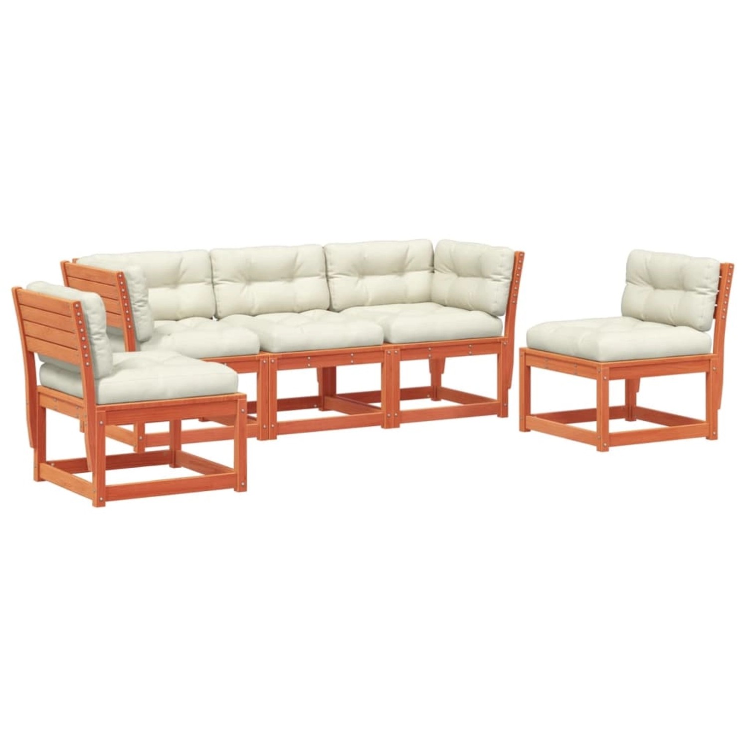 vidaXL 5-tlg Garten-Sofagarnitur mit Kissen Wachsbraun Kiefernholz Modell 6 vidaXL 5-tlg Garten-Sofagarnitur mit Kissen Wachsbraun Kiefernholz Modell 6 von VIDAXL