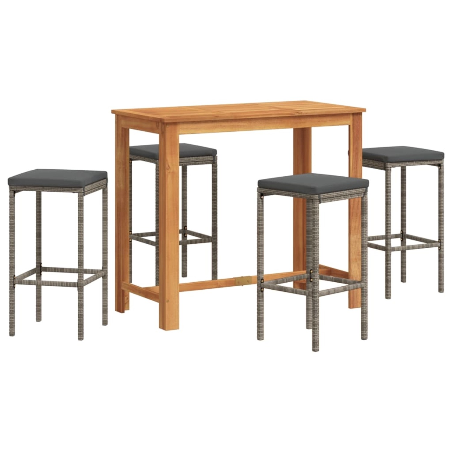 vidaXL 5-tlg Gartenbar-Set Grau Massivholz Akazie und Poly Rattan Modell 3 vidaXL 5-tlg Gartenbar-Set Grau Massivholz Akazie und Poly Rattan Modell 3 von VIDAXL