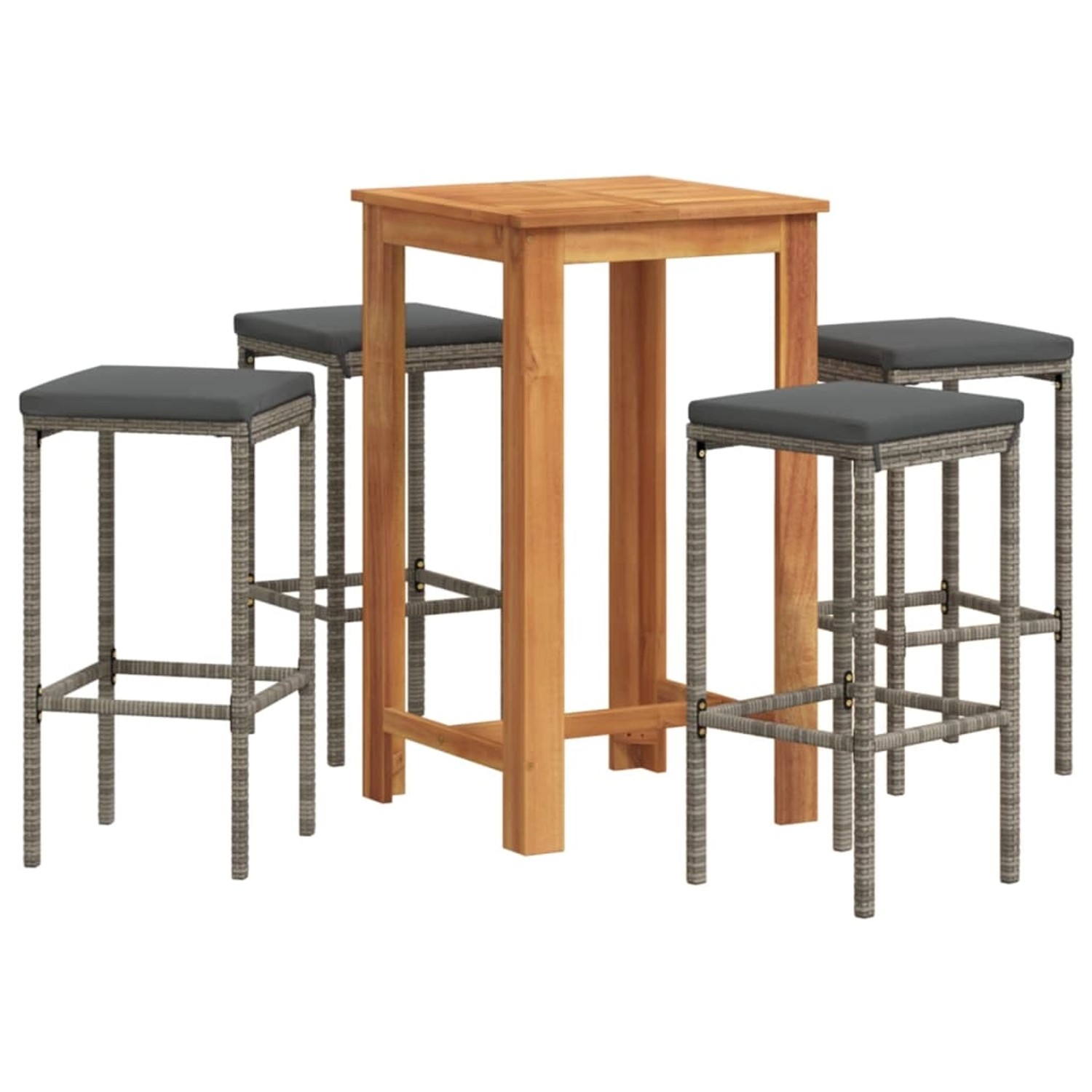 vidaXL 5-tlg Gartenbar-Set Grau Massivholz Akazie und Poly Rattan Modell 4 vidaXL 5-tlg Gartenbar-Set Grau Massivholz Akazie und Poly Rattan Modell 4 von VIDAXL