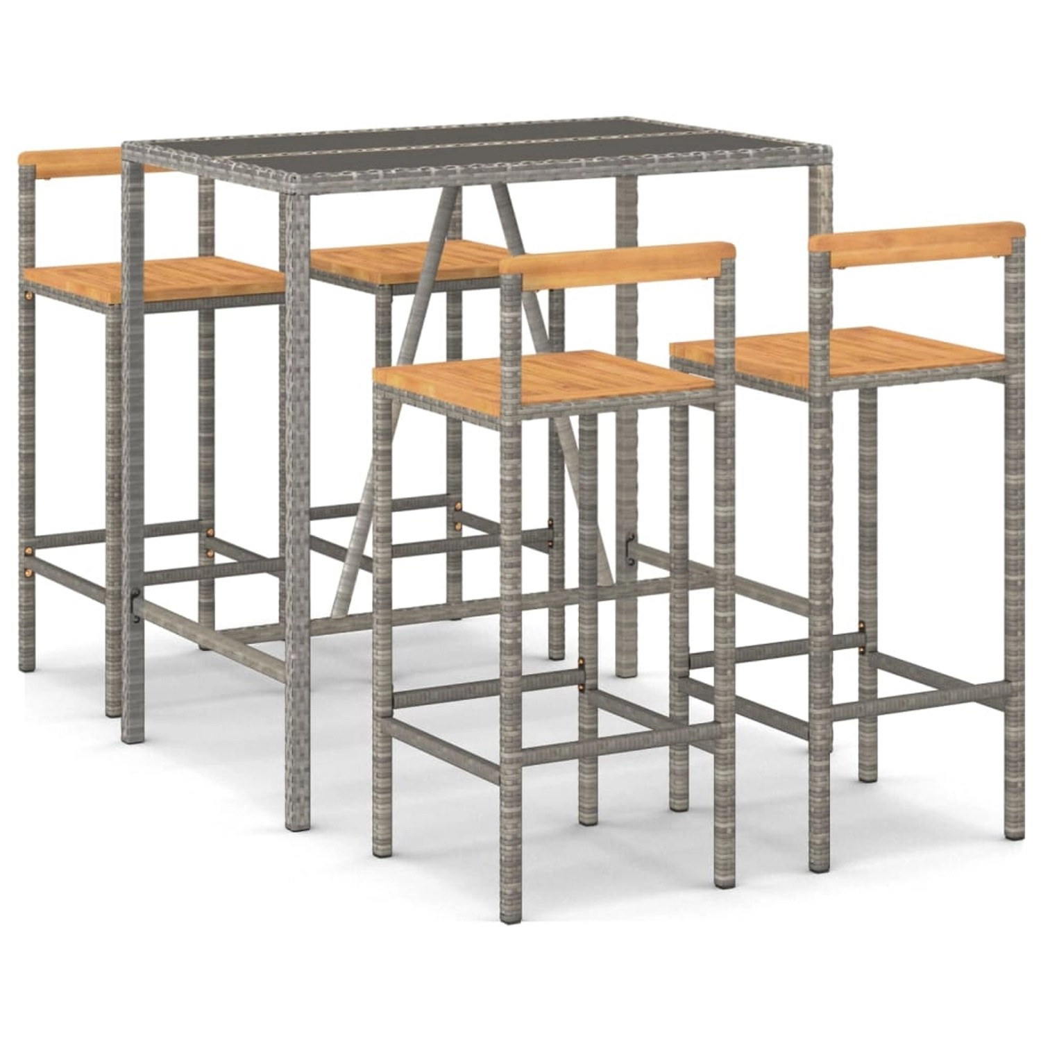 vidaXL 5-tlg Gartenbar-Set Grau Poly Rattan & Massivholz Akazie Modell 6 vidaXL 5-tlg Gartenbar-Set Grau Poly Rattan & Massivholz Akazie Modell 6 von VIDAXL